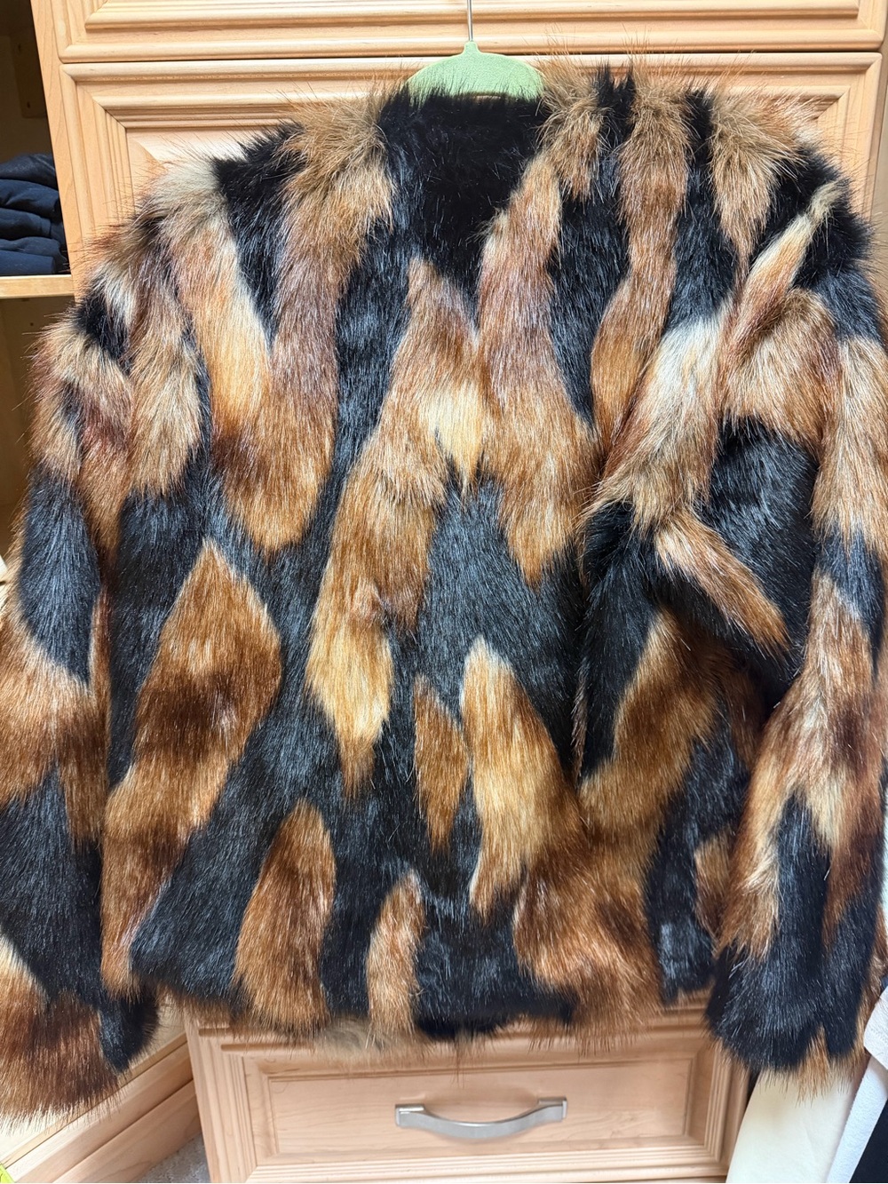 Hutch Faux Fur Coat - Black and Brown - Picture 4 of 5